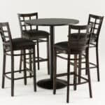42-Inch Tall Black Table with Reversible 36-Inch Black/Dark Cherry Round Top and Round Footed 22-Inch Base