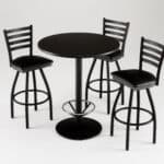 36-Inch Tall Black Table with Reversible 36-Inch Black/Dark Cherry Round Top and Round Footed 22-Inch Base with Foot Ring
