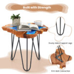 Epoxy Resin Teak Wood End Table with Irregular Tabletop 14 Epoxy Resin Teak Wood End Table with Irregular Tabletop