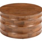 Mid-Century Modern Round Walnut Coffee Table with Mango Wood Finish 6 Mid-Century Modern Round Walnut Coffee Table with Mango Wood Finish