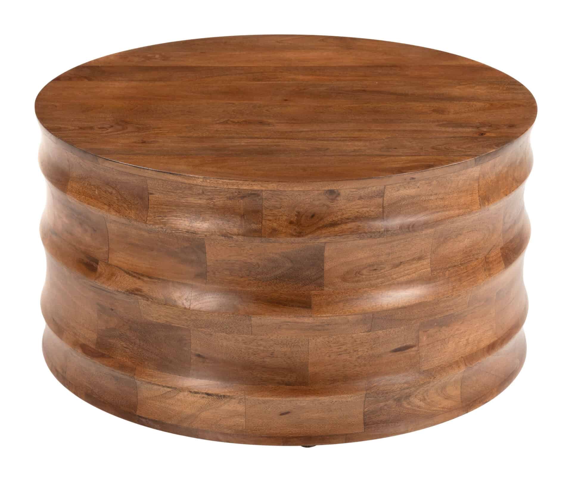 Mid-Century Modern Round Walnut Coffee Table with Mango Wood Finish 2 Mid-Century Modern Round Walnut Coffee Table with Mango Wood Finish - Image 2