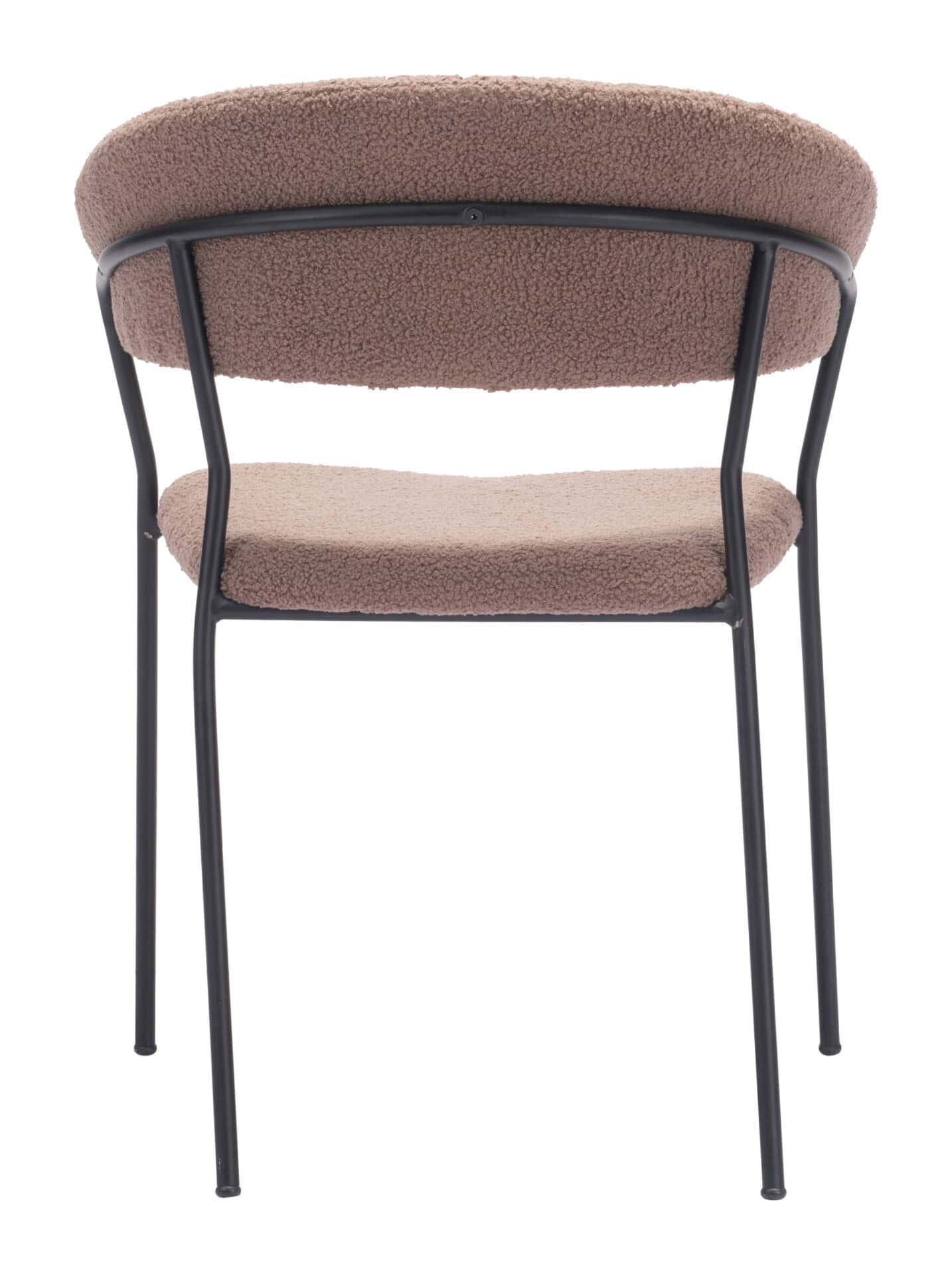 Mid-Century Modern Shearling Dining Chair with Armrests Brown (Set of 2) 7 Mid-Century Modern Shearling Dining Chair with Armrests Brown (Set of 2) - Image 7