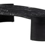 Black Marble Top Coffee Table with Wood Base, Modern Design 13 Black Marble Top Coffee Table with Wood Base, Modern Design