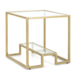 22 Inch 2 Tier End Table with Tempered Glass Top