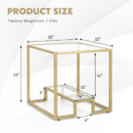 22 Inch 2 Tier End Table with Tempered Glass Top