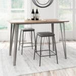 Versatile Mid Century Industrial Counter Table with Walnut Top and Steel Legs