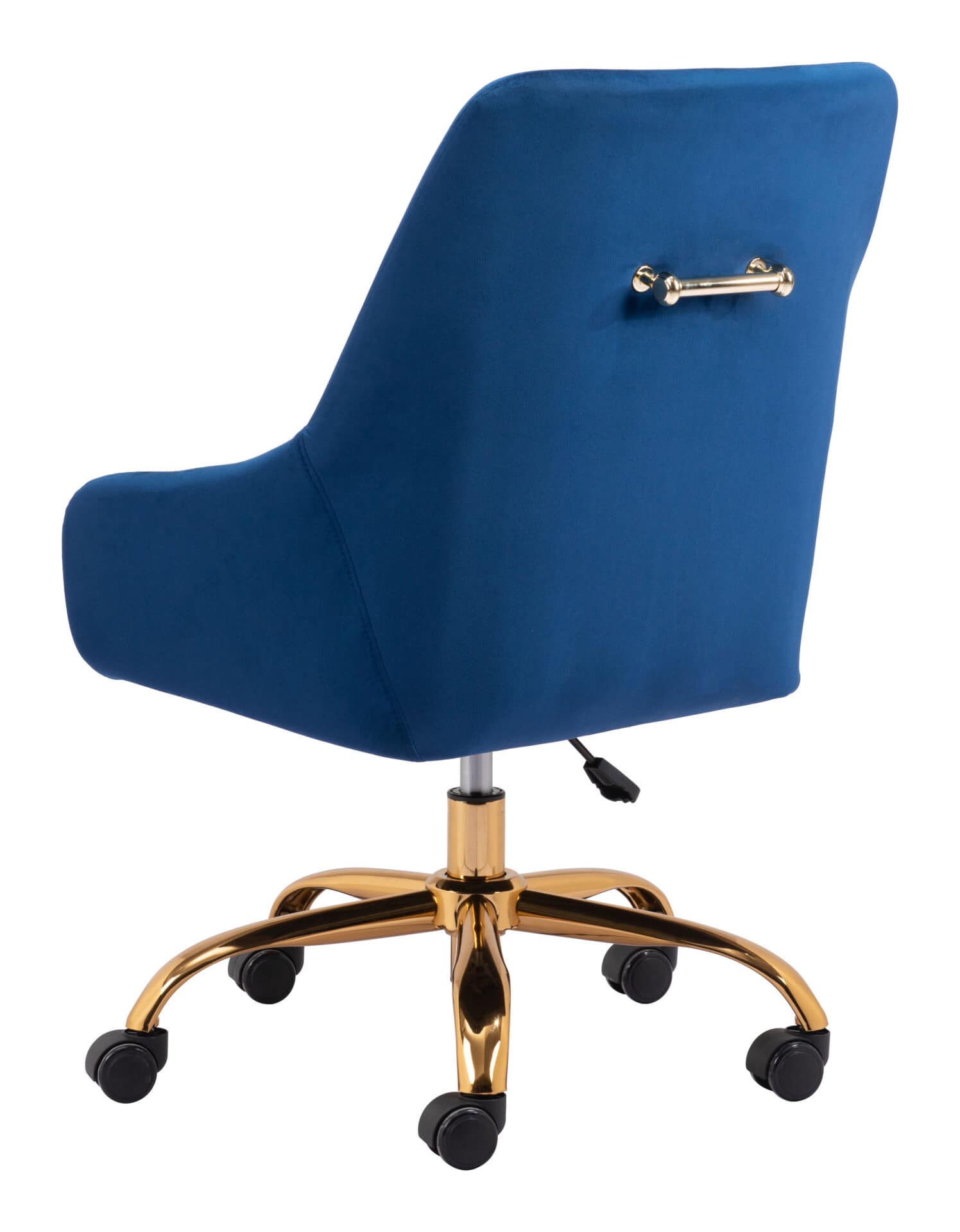 Navy Blue Velvet Office Chair with Gold Base and Adjustable Height 7 Navy Blue Velvet Office Chair with Gold Base and Adjustable Height - Image 7