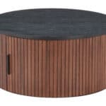 Round Black & Walnut Coffee Table with Storage and Elegant Wood Legs 10 Round Black & Walnut Coffee Table with Storage and Elegant Wood Legs