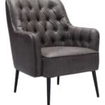 Vintage Tufted Vinyl Accent Chair with Steel Legs 11 Vintage Tufted Vinyl Accent Chair with Steel Legs