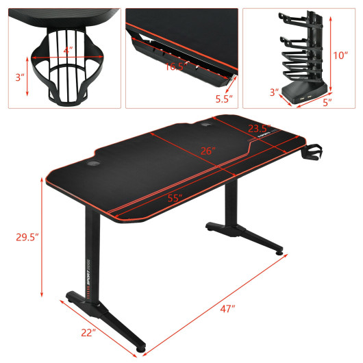 55 Inch Ergonomic Gaming Desk with Full-Desk Mouse Pad 5 55 Inch Ergonomic Gaming Desk with Full-Desk Mouse Pad - Image 5
