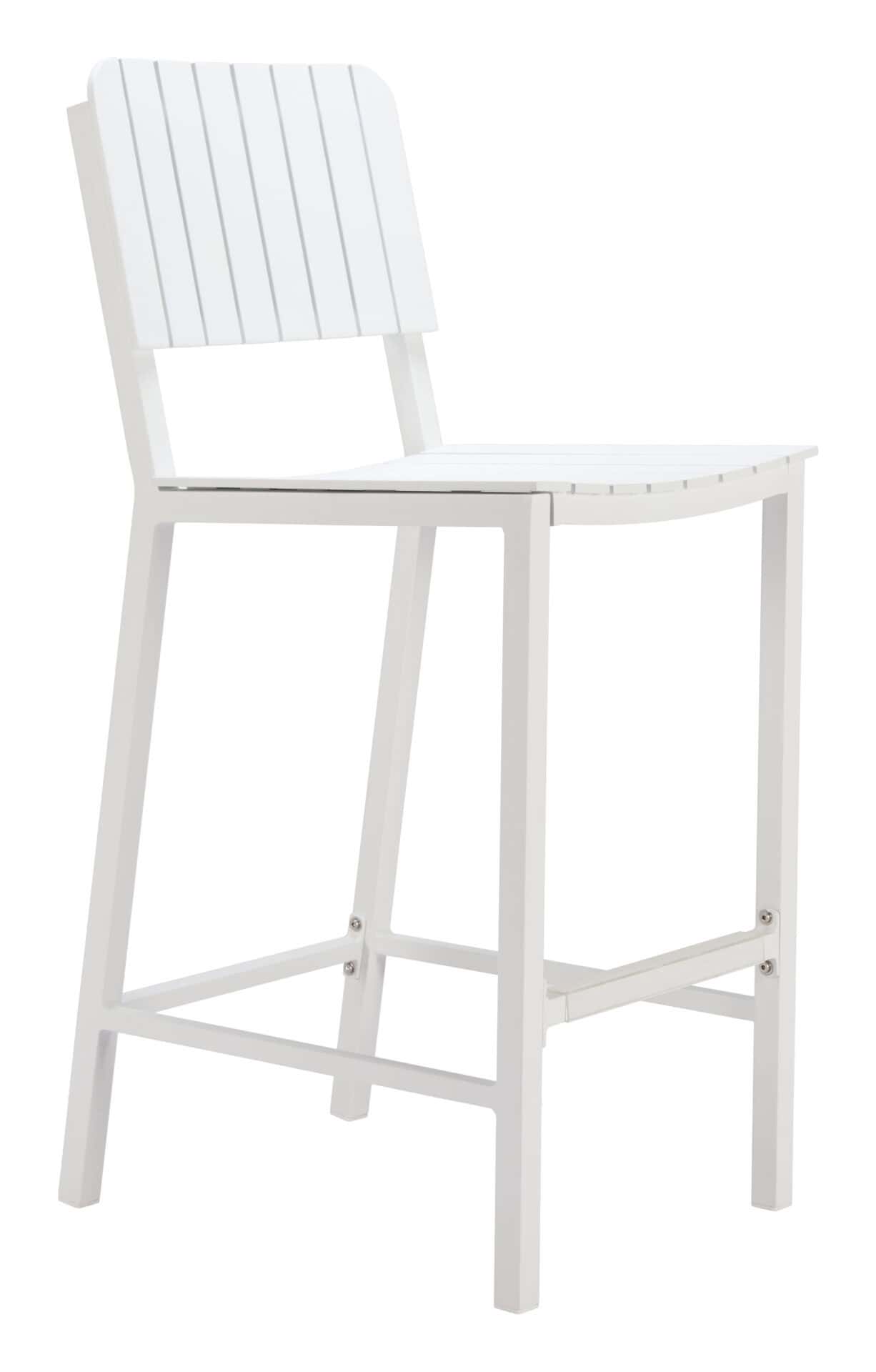 White Modern Outdoor Aluminum Barstool with Ergonomic Footrest 1 White Modern Outdoor Aluminum Barstool with Ergonomic Footrest