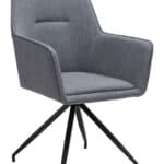 Mid-Century Modern Gray Dining Chairs with Armrests (Set of 2)