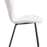 Mid-Century Modern Ivory Dining Chair, Stackable, Steel Frame (Set of 2)