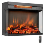 23-Inch 3-Sided Electric Fireplace Heater with Remote Control