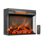 23-Inch 3-Sided Electric Fireplace Heater with Remote Control