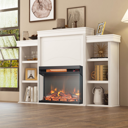 23-Inch 3-Sided Electric Fireplace Heater with Remote Control