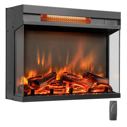 23-Inch 3-Sided Electric Fireplace Heater with Remote Control
