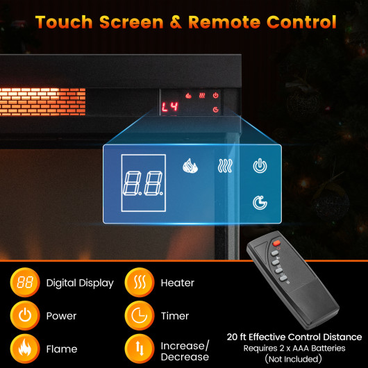 23-Inch 3-Sided Electric Fireplace Heater with Remote Control