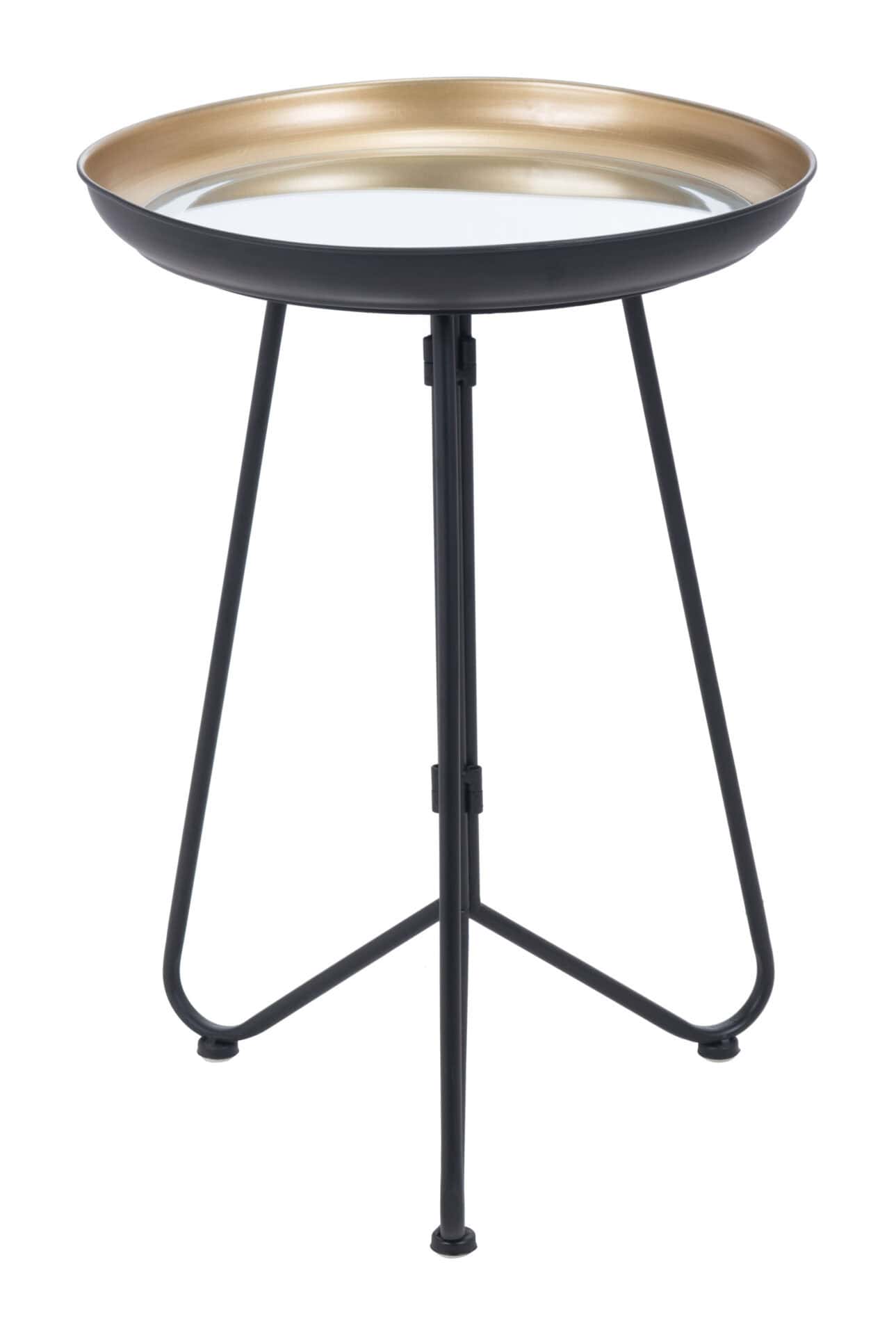 Gold & Black Contemporary Round Tray Side Table 3 Gold & Black Contemporary Round Tray Side Table - Image 3