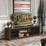 Modern 59 Inch TV Stand with Adjustable Shelves and Cabinets