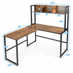 Space-Saving L-Shaped Corner Desk with Hutch and Footrest Bars 33 Space-Saving L-Shaped Corner Desk with Hutch and Footrest Bars