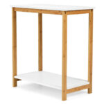 Compact 2-Tier End Table with Bamboo Frame and Shelf