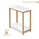 Compact 2-Tier End Table with Bamboo Frame and Shelf