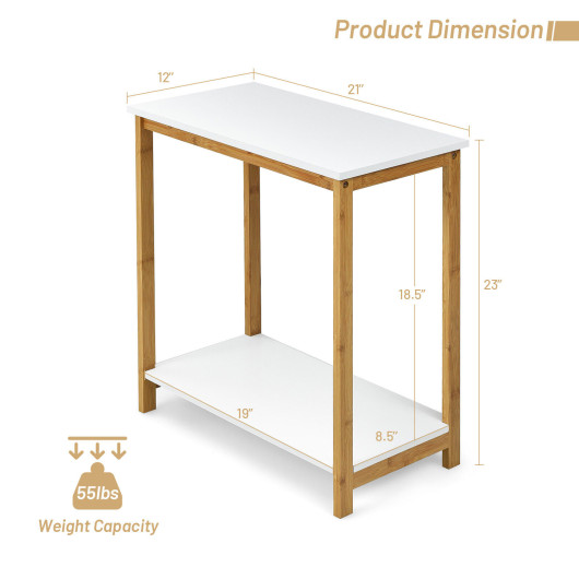 Compact 2-Tier End Table with Bamboo Frame and Shelf - Image 5