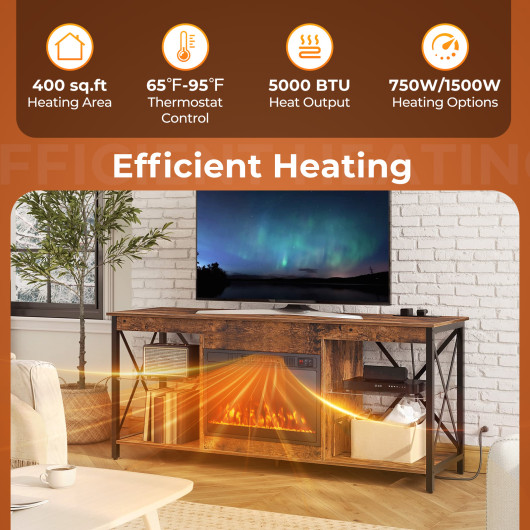 23-Inch Electric Fireplace Heater with Adjustable Flame and Heat - Image 7