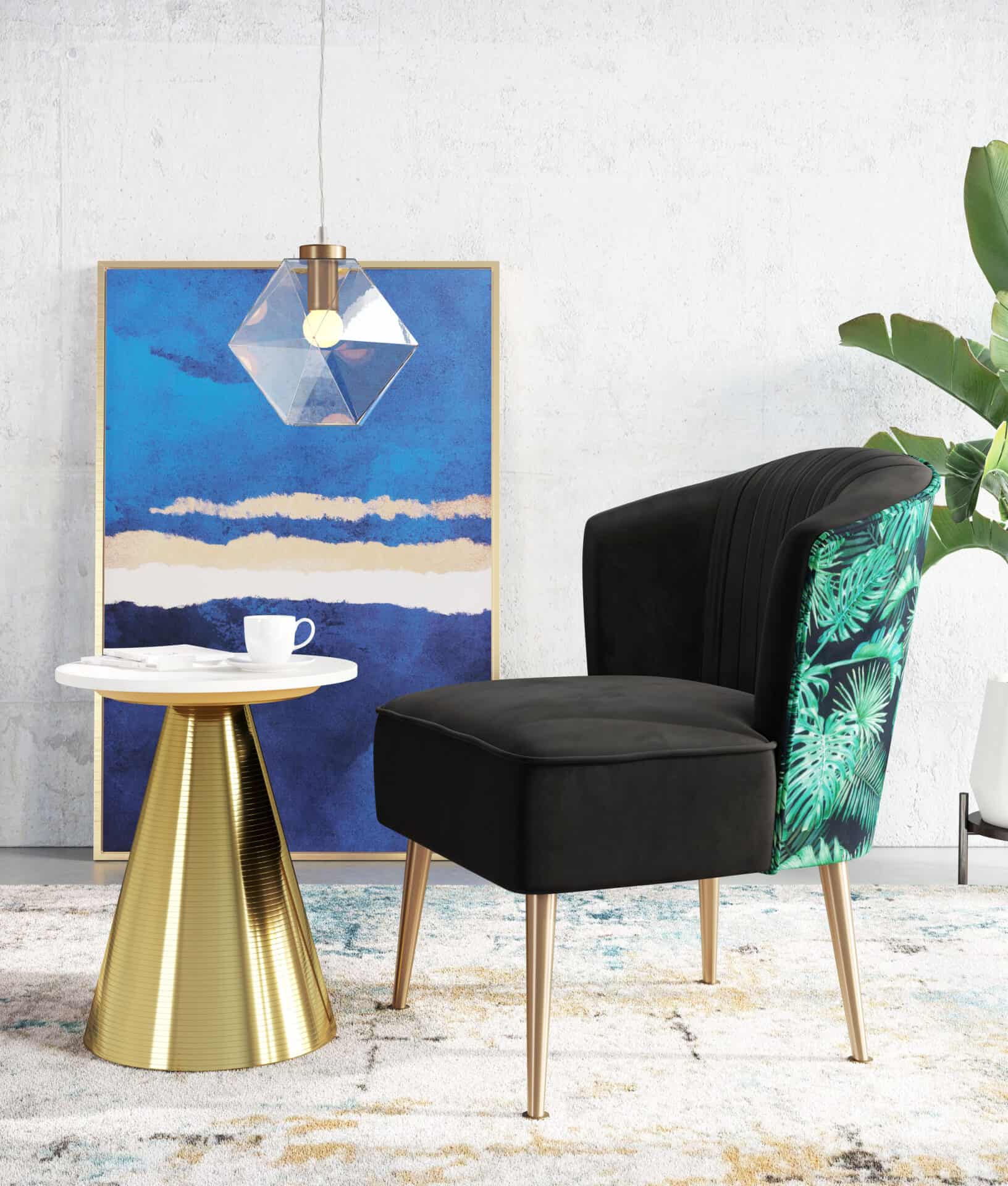 Geometric Brass Ceiling Lamp with Tempered Glass Shade 2 Geometric Brass Ceiling Lamp with Tempered Glass Shade - Image 2