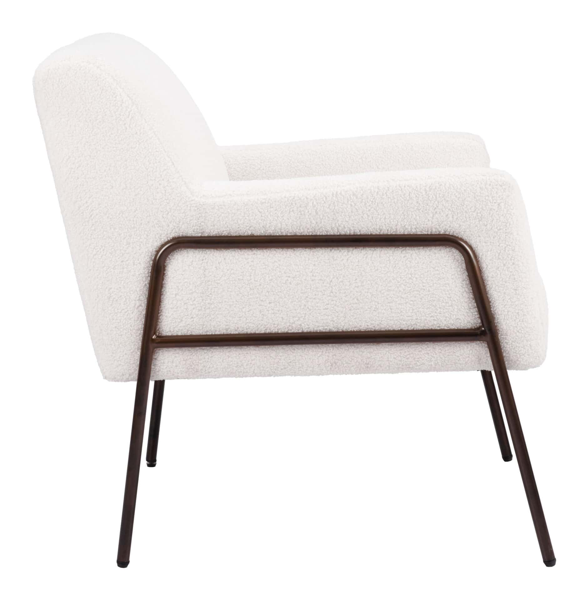 Modern Shearling Style Accent Chair with Steel Frame 4 Modern Shearling Style Accent Chair with Steel Frame - Image 4