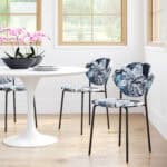 Leaf Print Dining Chair with Black Legs (Set of 2)