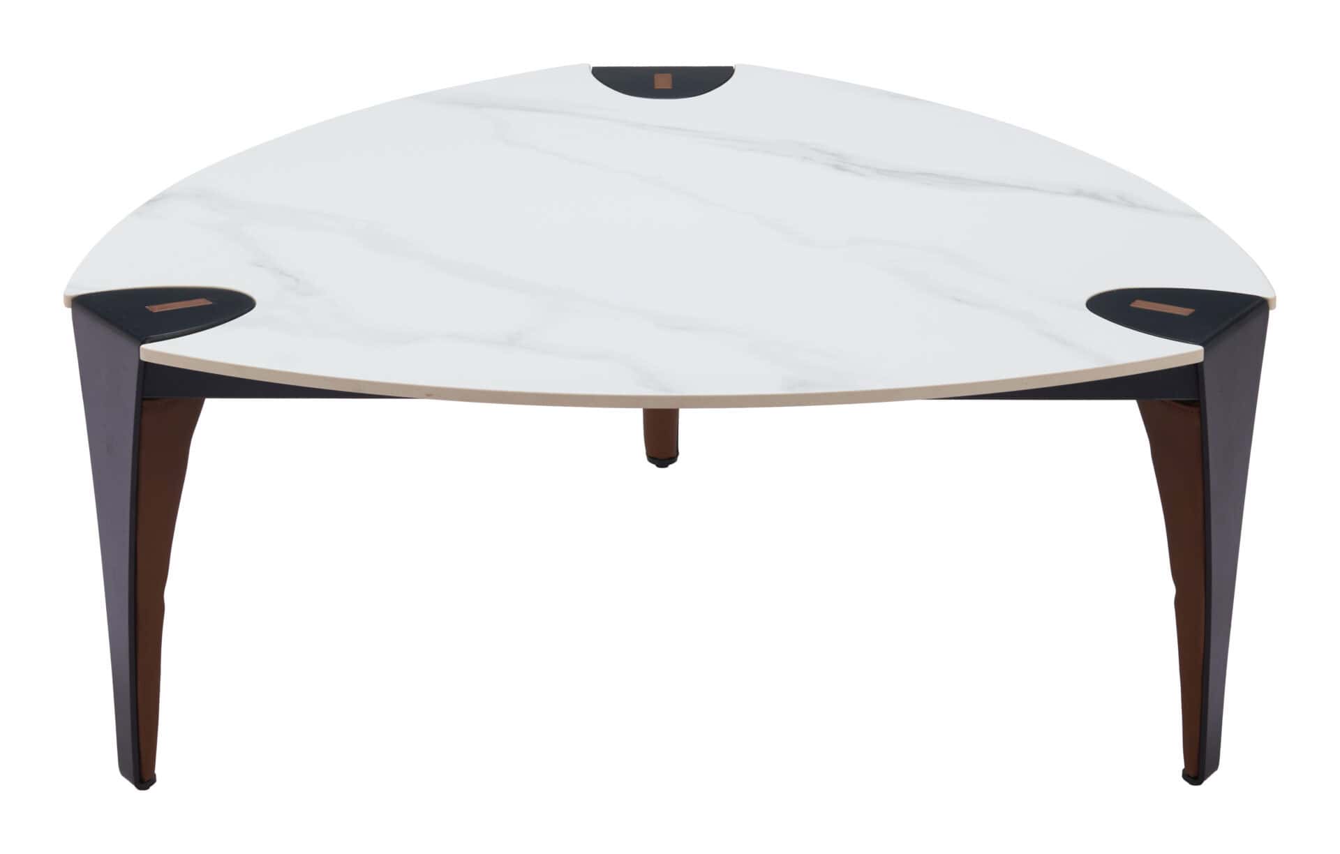 Multicolor Sintered Stone Coffee Table with Steel Vinyl-Wrapped Legs 3 Multicolor Sintered Stone Coffee Table with Steel Vinyl-Wrapped Legs - Image 3