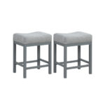 Linen Saddle Bar Stools with Cushioned Seat (Set of 2)