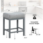 Linen Saddle Bar Stools with Cushioned Seat (Set of 2)