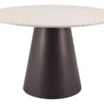 Round Beige & Bronze Dining Table with Steel Base 10 Round Beige & Bronze Dining Table with Steel Base