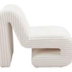 White Modern Glam Deco Accent Chair with Corduroy Upholstery 11 White Modern Glam Deco Accent Chair with Corduroy Upholstery