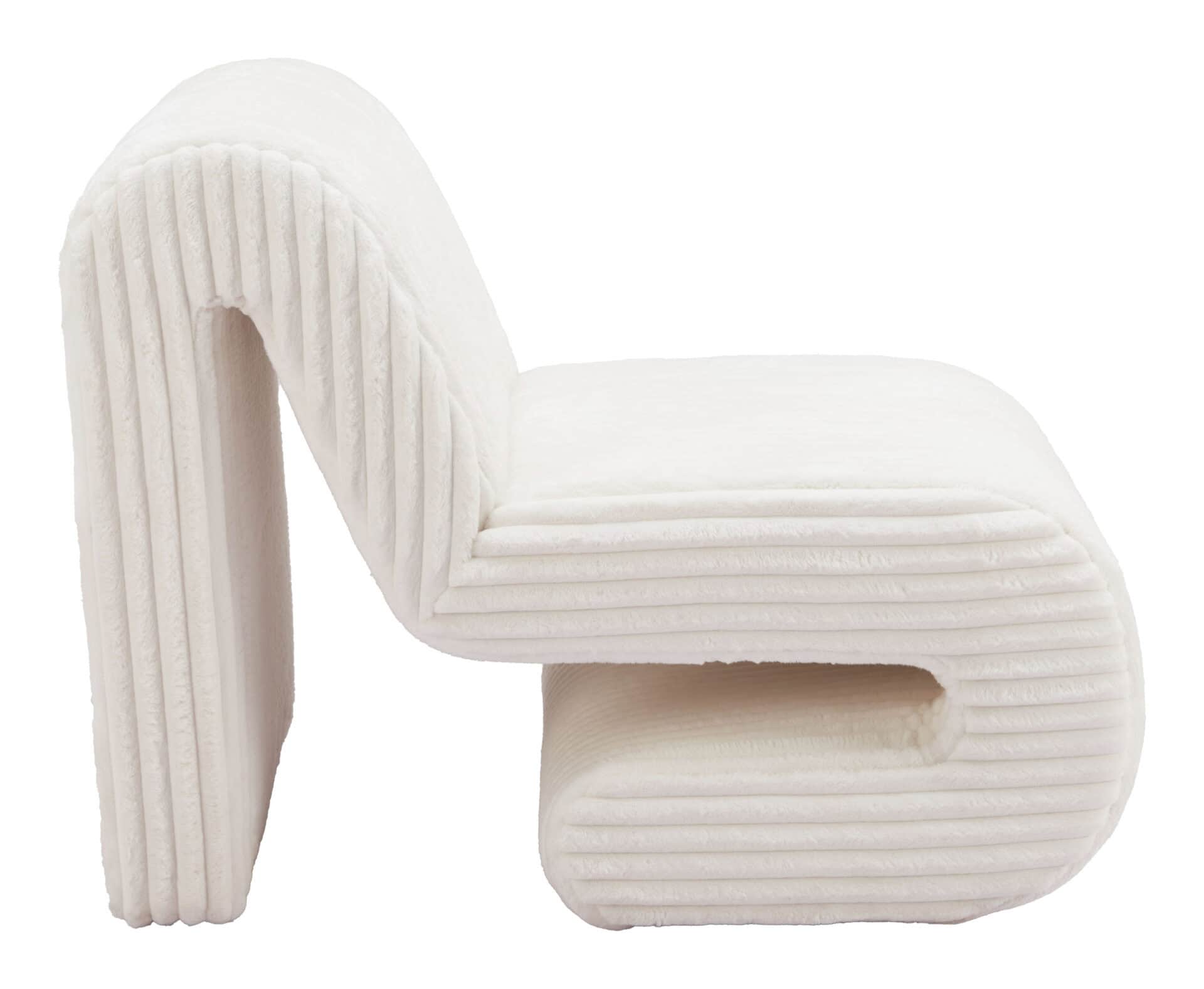 White Modern Glam Deco Accent Chair with Corduroy Upholstery 3 White Modern Glam Deco Accent Chair with Corduroy Upholstery - Image 3
