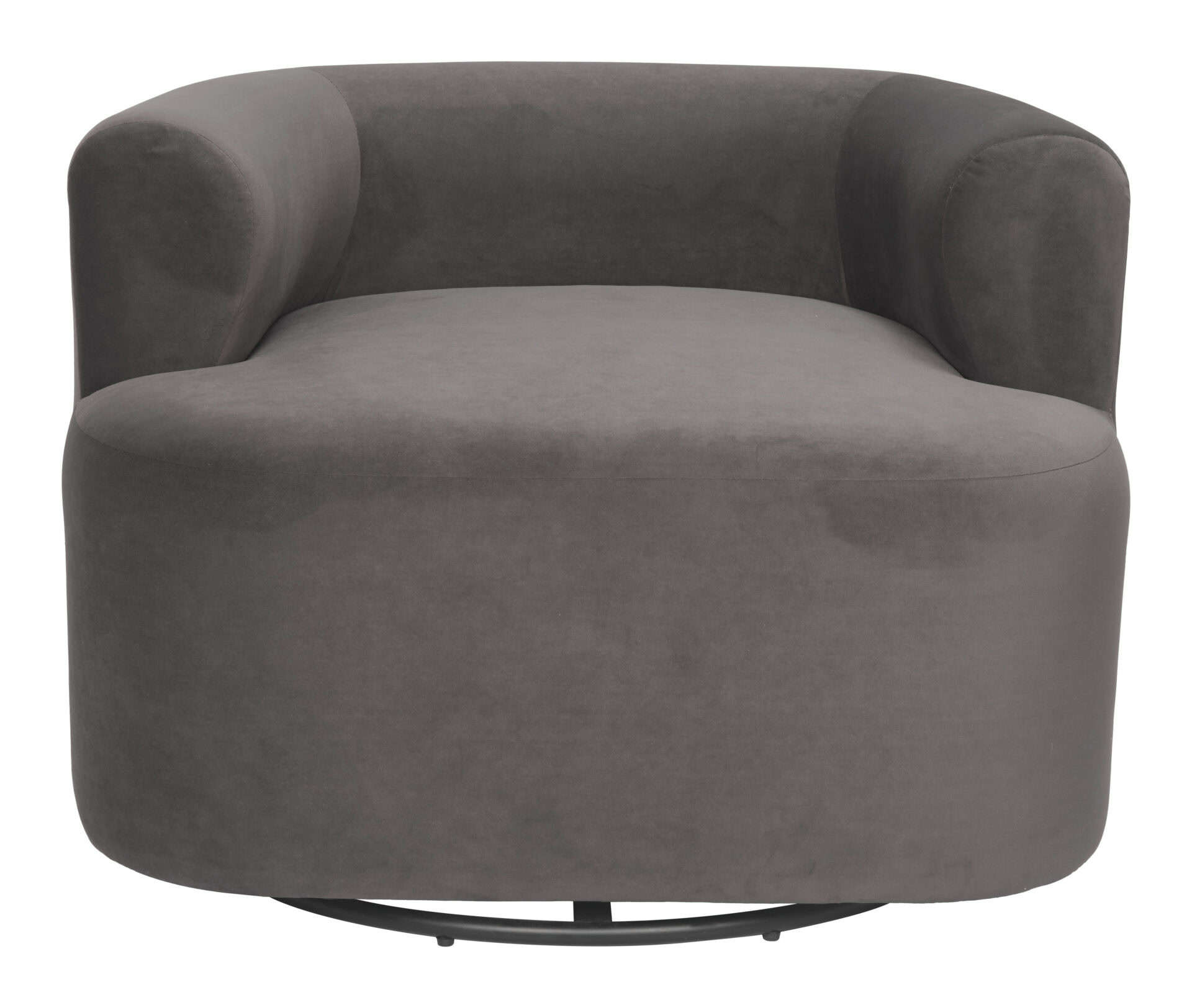 Gray Swivel Chair with Velvet Fabric and Armrest Support 3 Gray Swivel Chair with Velvet Fabric and Armrest Support - Image 3