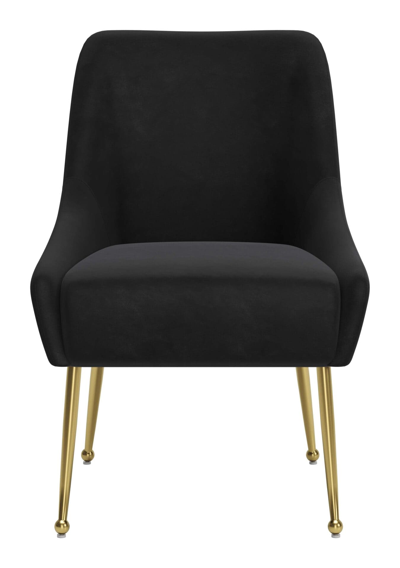 Black Velvet Upholstered Armchair with Gold Metal Legs 5 Black Velvet Upholstered Armchair with Gold Metal Legs - Image 5