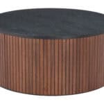 Round Black & Walnut Coffee Table with Storage and Elegant Wood Legs 11 Round Black & Walnut Coffee Table with Storage and Elegant Wood Legs