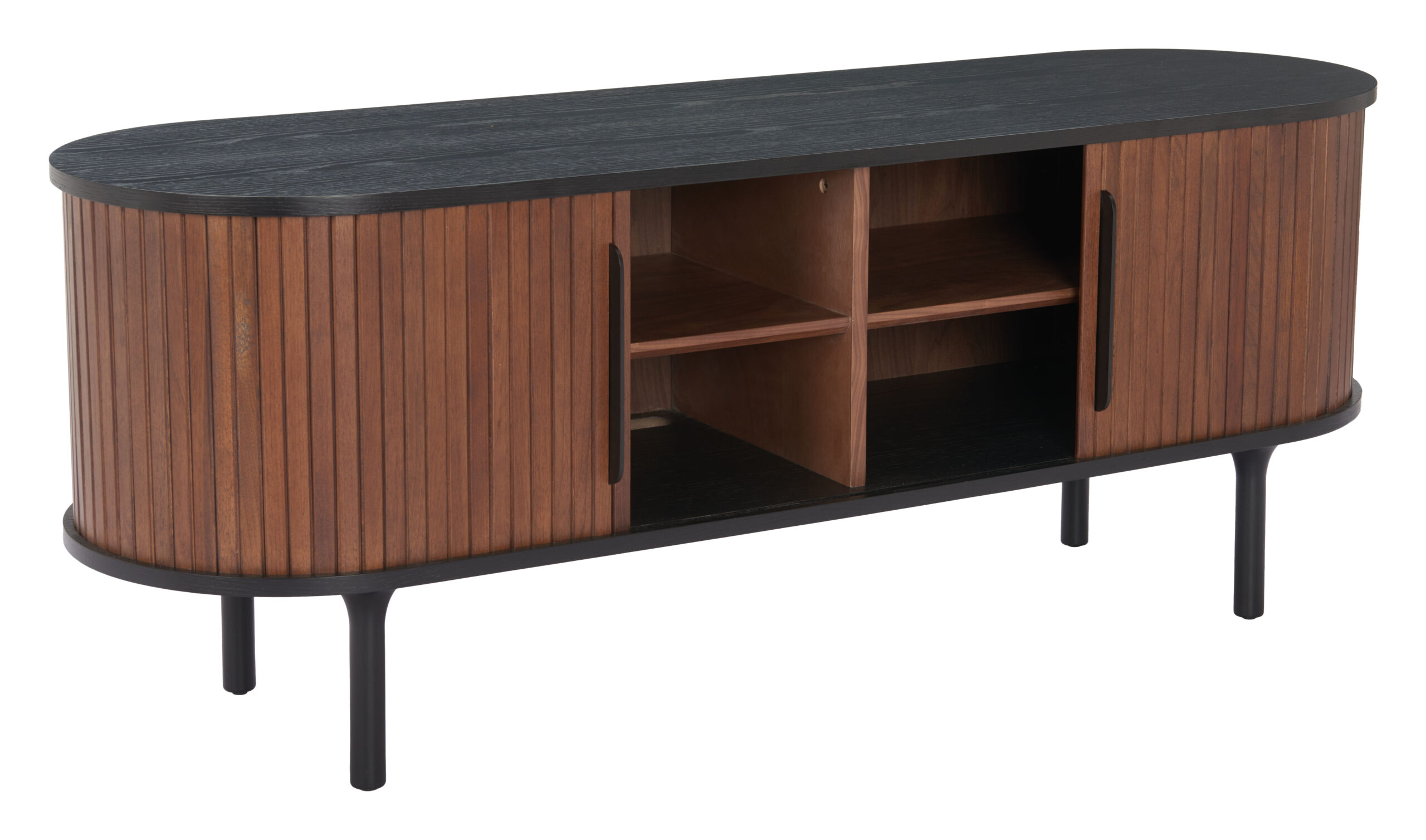 Modern Black and Walnut Entertainment Stand With Storage 17 Modern Black and Walnut Entertainment Stand With Storage