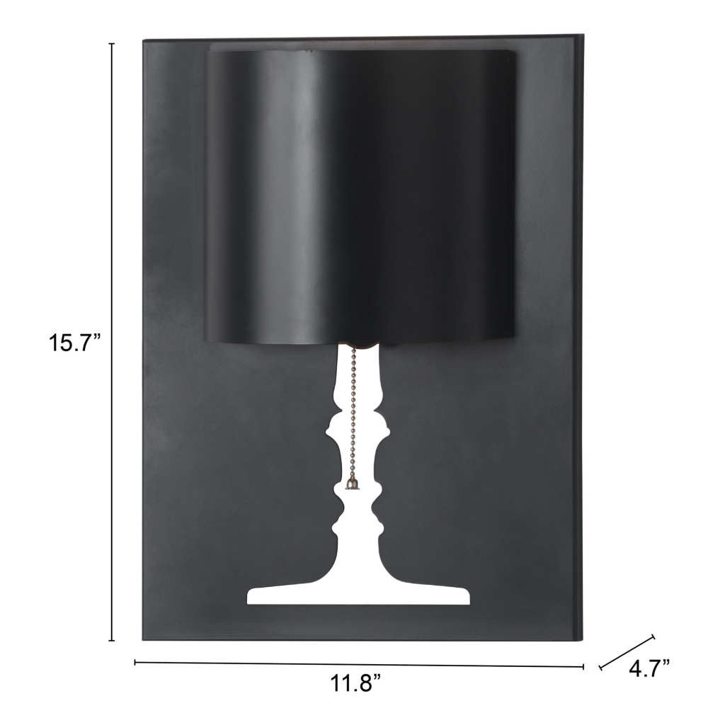 Silhouette Wall Lamp with Black Shade and White Ceramic Base 3 Silhouette Wall Lamp with Black Shade and White Ceramic Base - Image 3