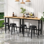 24 Inch Stackable Metal Cafe Chairs with Removable Back (Set of 4)
