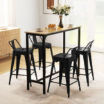 24 Inch Stackable Metal Cafe Chairs with Removable Back (Set of 4)