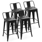 24 Inch Stackable Metal Cafe Chairs with Removable Back (Set of 4)