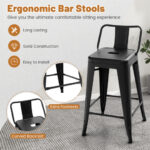 24 Inch Stackable Metal Cafe Chairs with Removable Back (Set of 4)