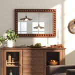 Rustic Wall Mirror with Solid Wood Frame 24 x 36 Inches