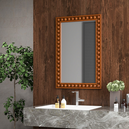 Rustic Wall Mirror with Solid Wood Frame 24 x 36 Inches - Image 2