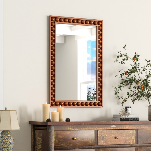 Rustic Wall Mirror with Solid Wood Frame 24 x 36 Inches - Image 5